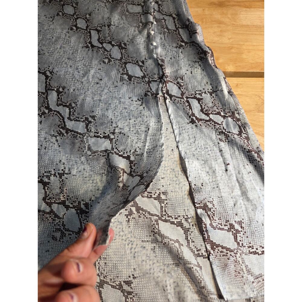 TCEC Snake Print Satin Hi-Lo Bias Cut Skirt Y2k 2000's Large Side Zip Button - Picture 4 of 12